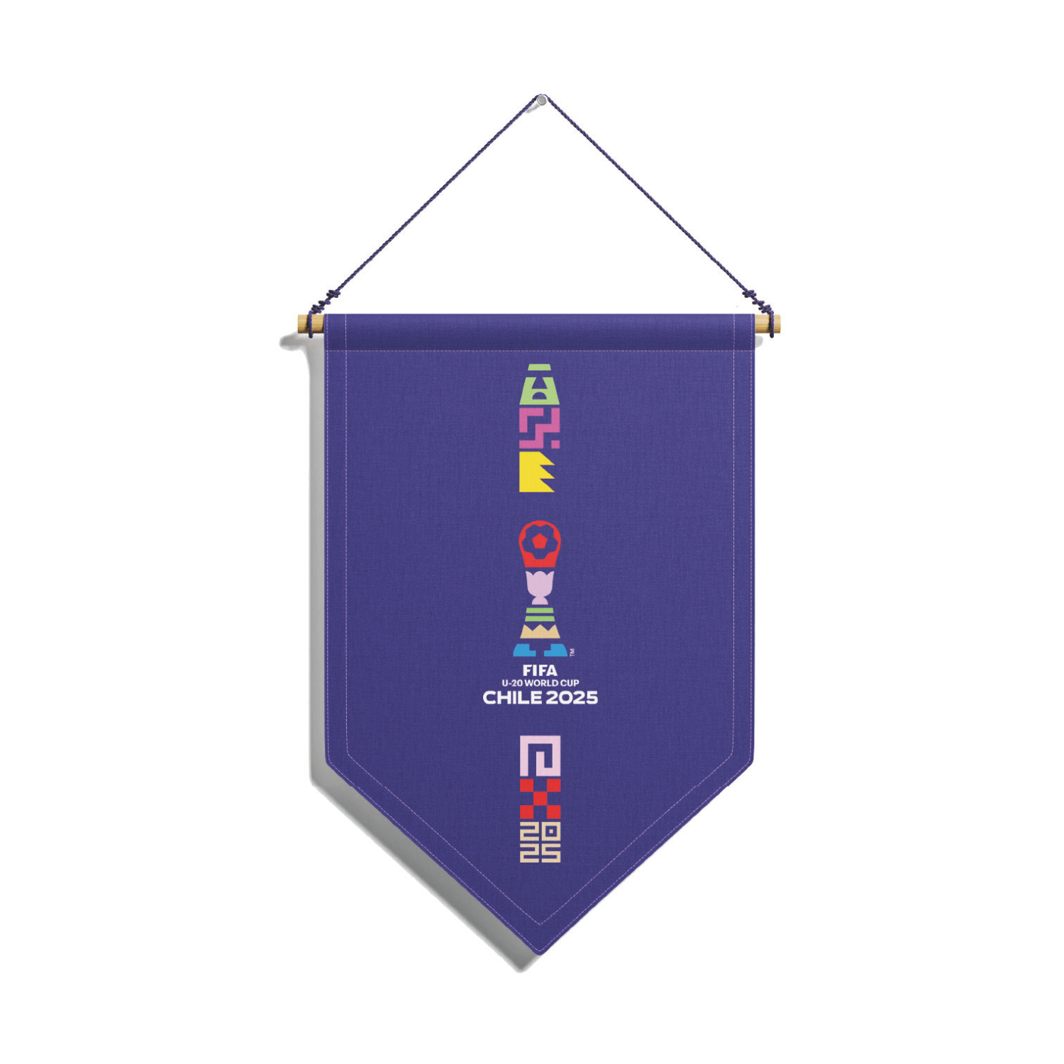 BANDERÍN MORADO LOGO VERTICAL – COPA MUNDIAL SUB 20 DE LA FIFA CHILE 2025