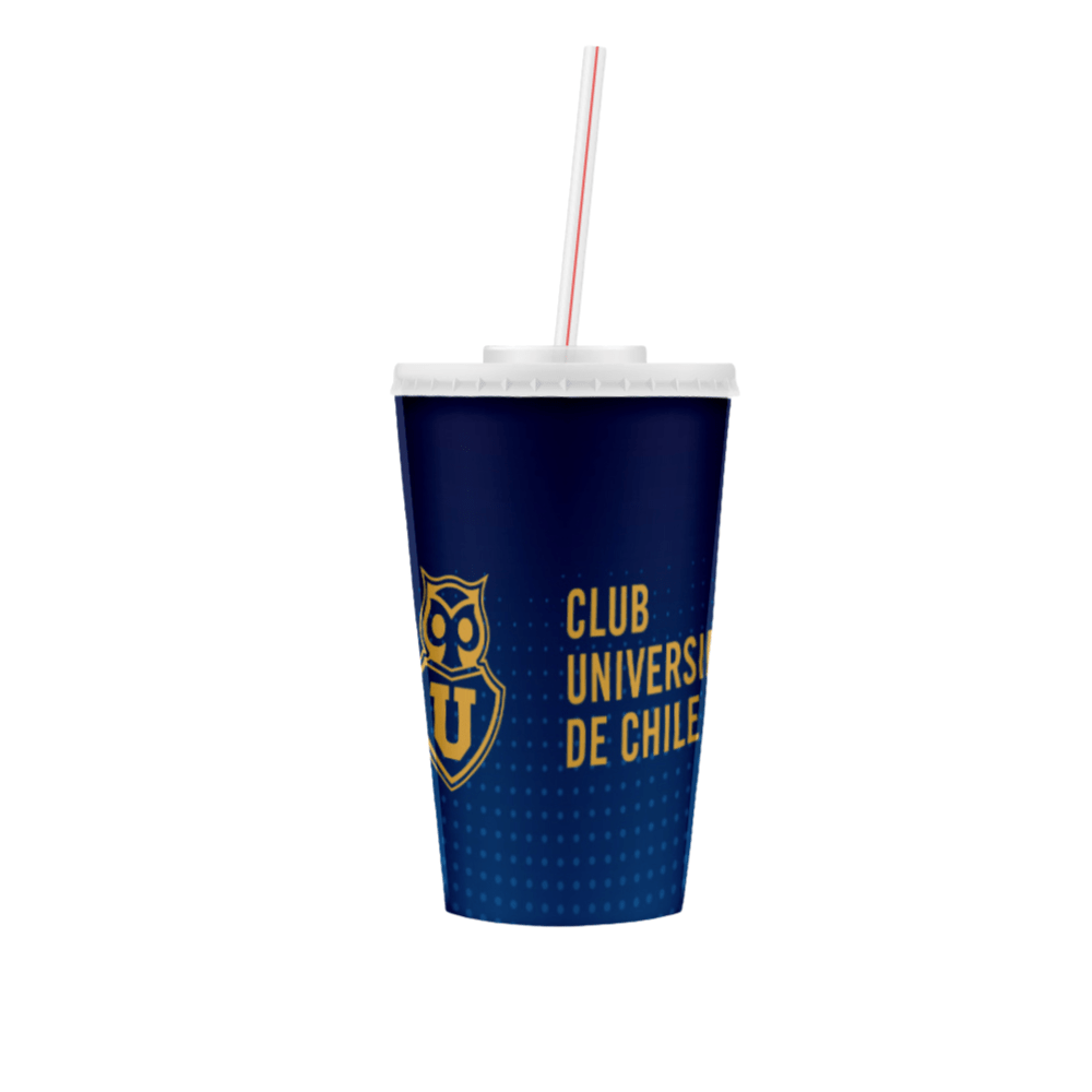 VASO PLÁSTICO U DE CHILE AZUL LOGO DORADO - Tienda Oficial