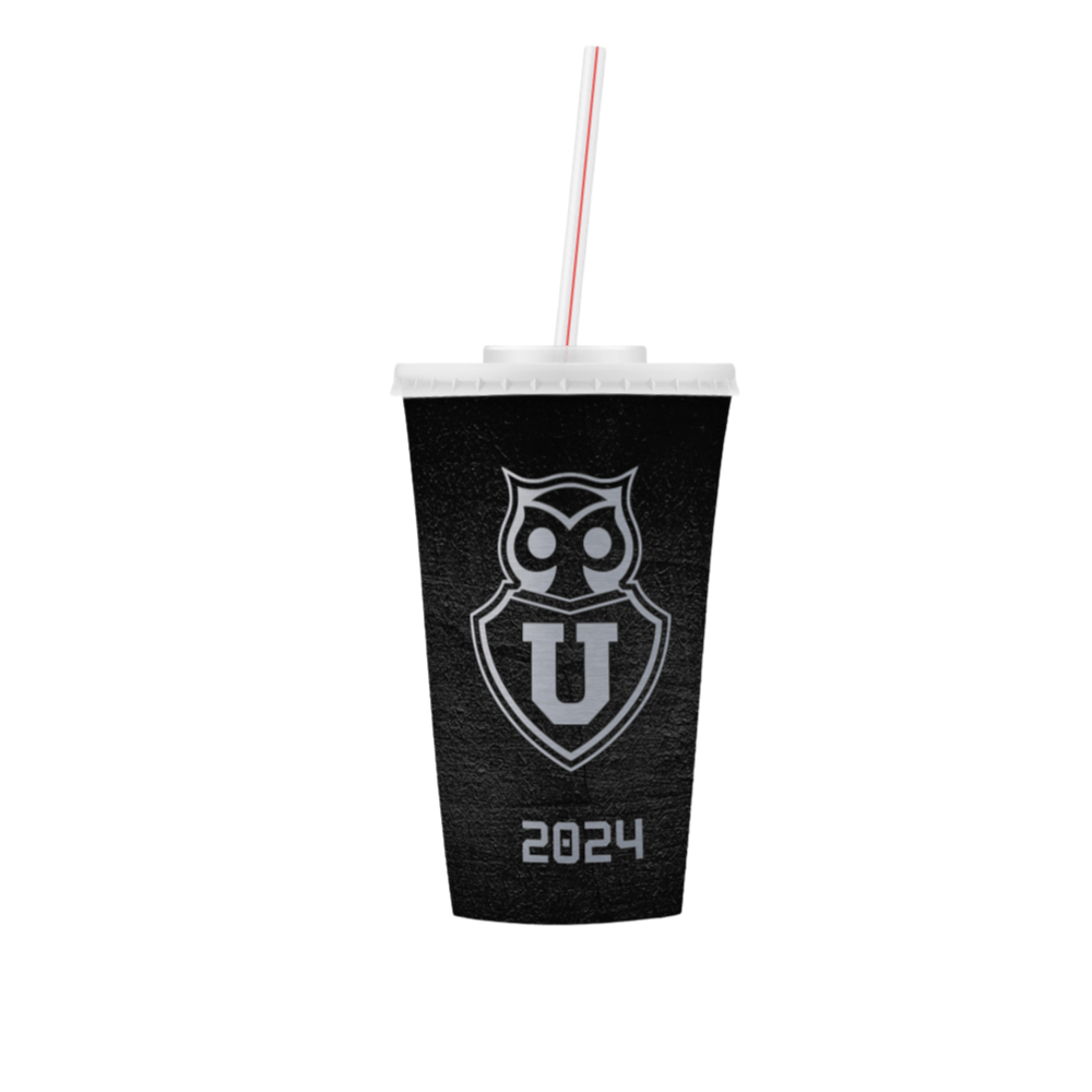 VASO U DE CHILE PLÁSTICOS NEGRO LOGO PLATEADO - Tienda Oficial