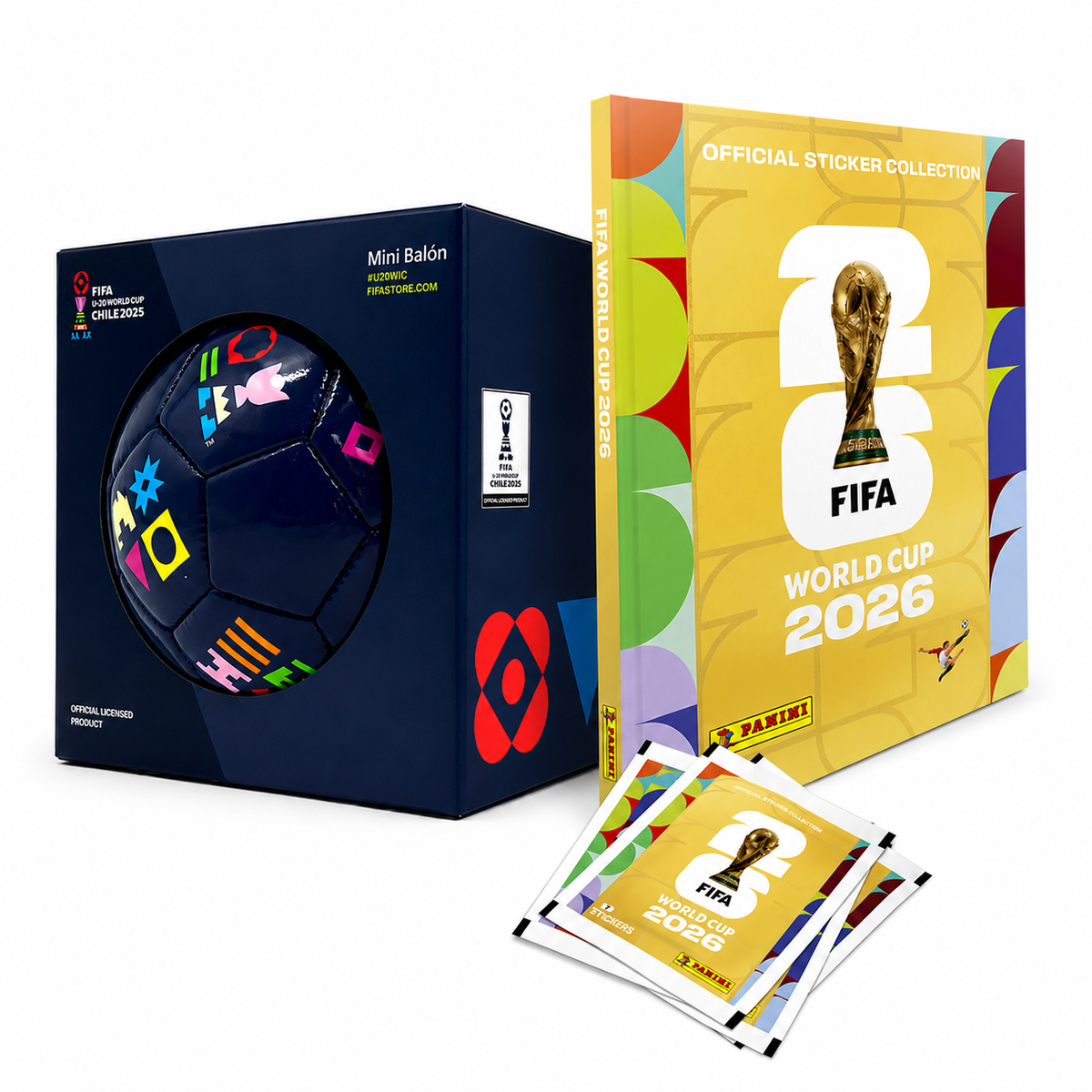 ÁLBUM TAPA DURA  GOLD + 50 SOBRES +  MINI BALON MUNDIAL S-20 - Tienda Oficial