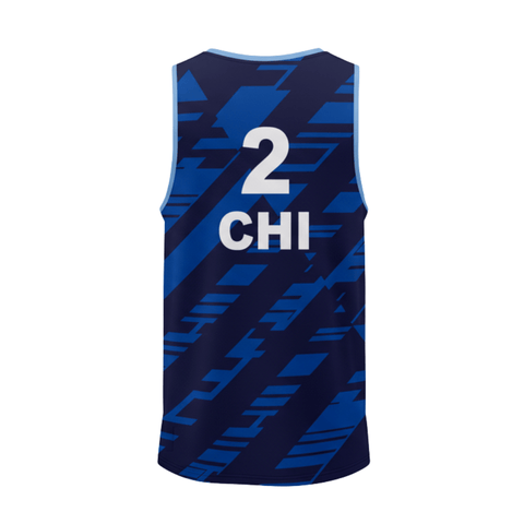 CAMISETA OFICIAL VOLEY PLAYA CHILE AZUL SIN MANGAS