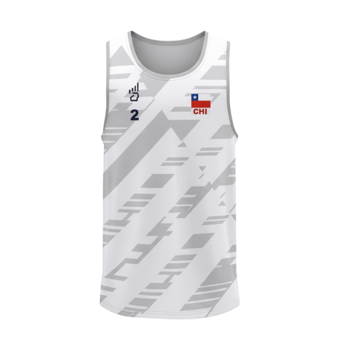 CAMISETA OFICIAL VOLEY PLAYA CHILE BLANCA SIN MANGAS