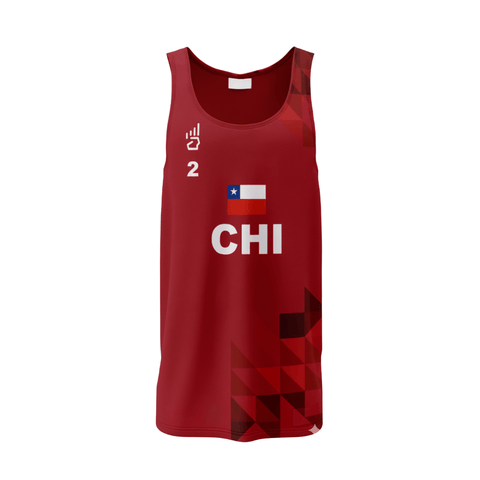 CAMISETA OFICIAL VOLEY PLAYA CHILE ROJA SIN MANGAS