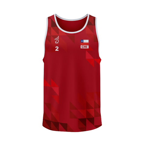 CAMISETA OFICIAL VOLEY PLAYA CHILE ROJA SIN MANGAS