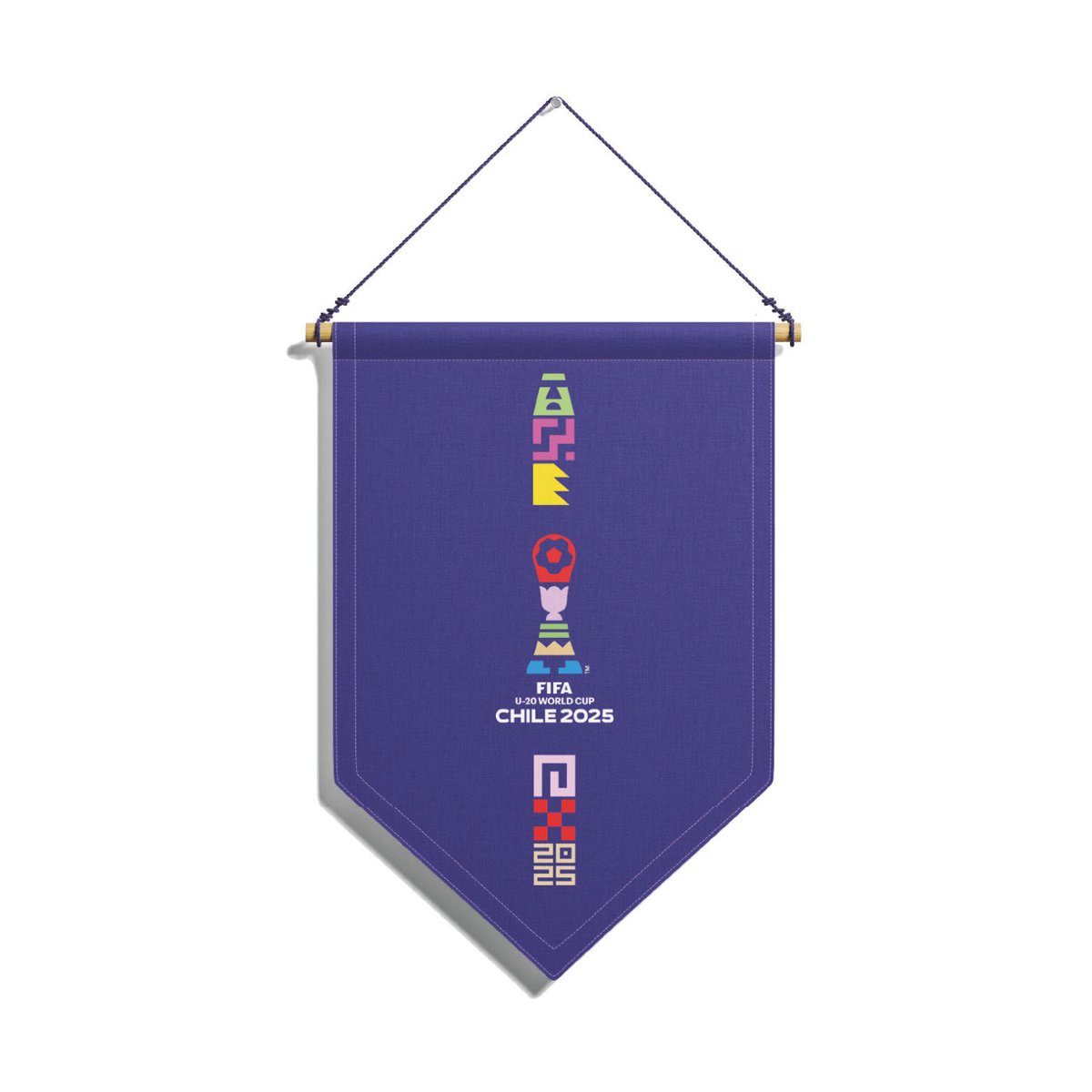 BANDERÍN MORADO LOGO VERTICAL – COPA MUNDIAL SUB 20 DE LA FIFA CHILE 2025