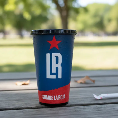 Vasos Plásticos Azul con rojo LR "Somos la Roja"
